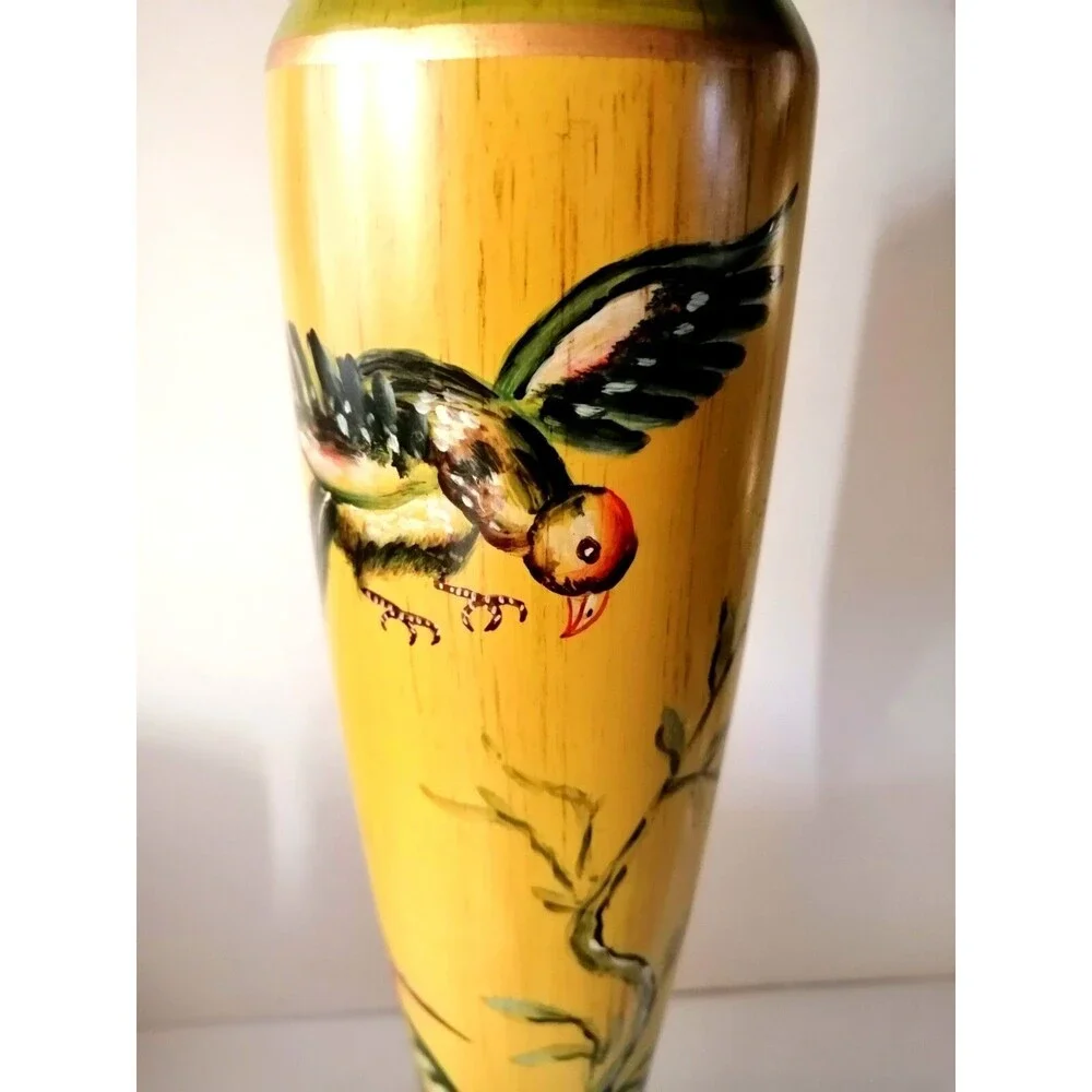 Vintage Hand Painted Birds Oriental Ceramic Home Decor Candle Holder 12